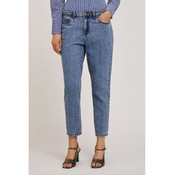 Blugi crop din amestec de lyocell cu croiala conica