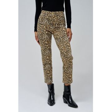 Blugi crop slim fit cu animal print Faith