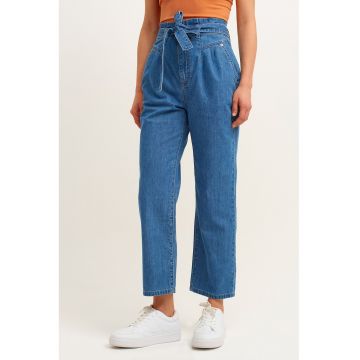 Blugi din denim cu talie inalta