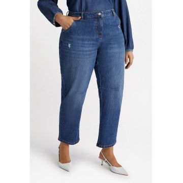 Blugi mom-fit cu aspect deteriorat