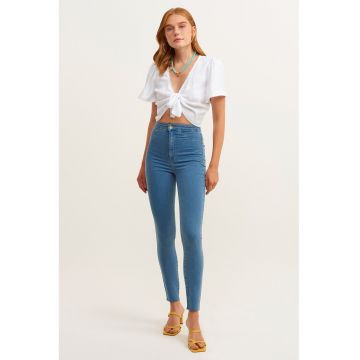 Blugi skinny cu talie inalta