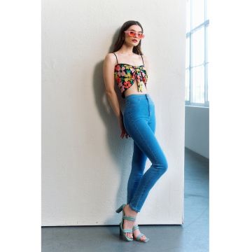 Blugi skinny cu talie inalta
