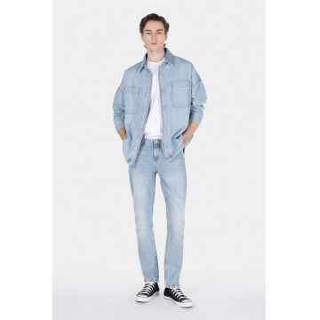 Blugi slim fit cu aspect decolorat