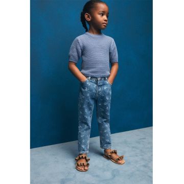 Blugi slim fit cu model floral