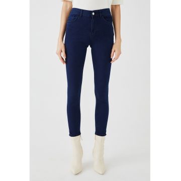 Blugi slim fit cu talie inalta