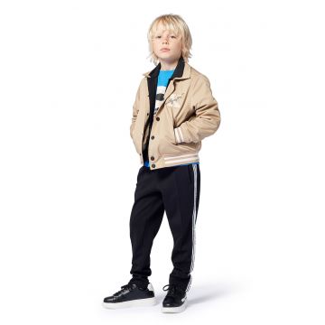 Pantaloni cu talie elastica si banda logo laterala