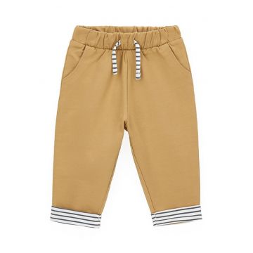 Pantaloni de bumbac cu detalii cu model in dungi