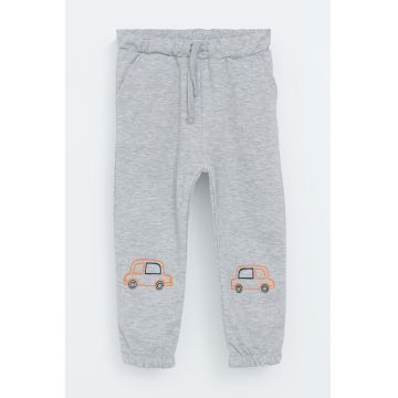Pantaloni de trening cu snur de ajustare si imprimeu grafic