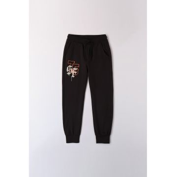 Pantaloni de trening cu snur in talie si imprimeu grafic