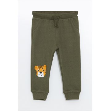 Pantaloni de trening din amestec de bumbac cu talie ajustabilaa