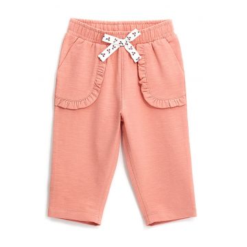 Pantaloni din bumbac cu aplicatie cu funda cu model