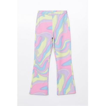 Pantaloni evazati cu imprimeu abstract