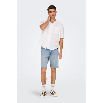 Bermude de denim cu talie medie