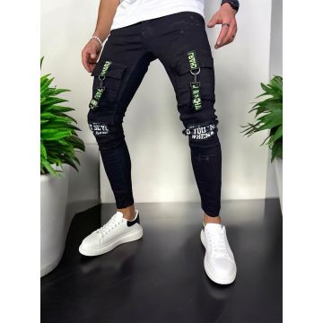 Blugi barbati conici + Adidasi casual VIP albi 11201