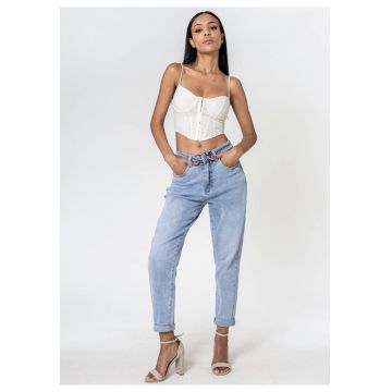 Blugi dama Mom Fit  albastru deschis P502-23 17163
