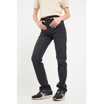 Blugi drepti cu talie medie - Gri antracit