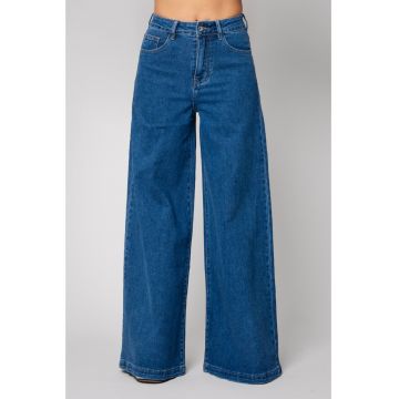 Blugi elastici largi din denim Blue 14578