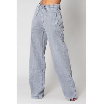 Blugi lungi din denim cu elastic Light Grey 15262
