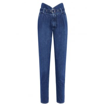 Blugi Mom Fit cu talie inalta