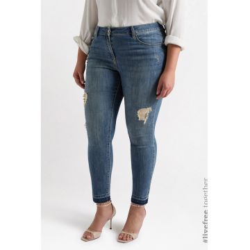 Blugi skinny cu aspect deteriorat