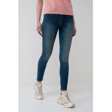 Blugi slim fit cu talie inalta