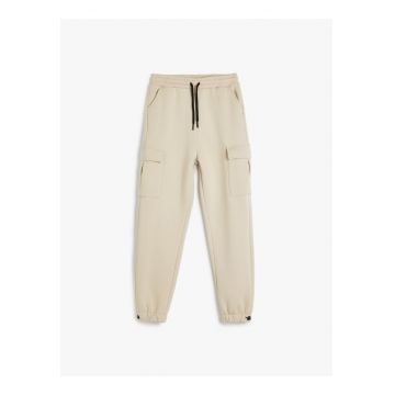 Pantaloni de trening cargo cu snur de ajustare in talie