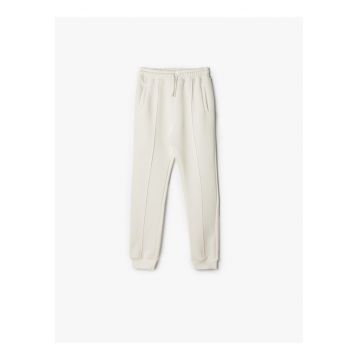 Pantaloni de trening cu snur de ajustare si model uni si snur de ajustare