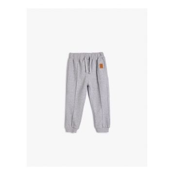 Pantaloni de trening din amestec de bumbac cu cusaturi frontale