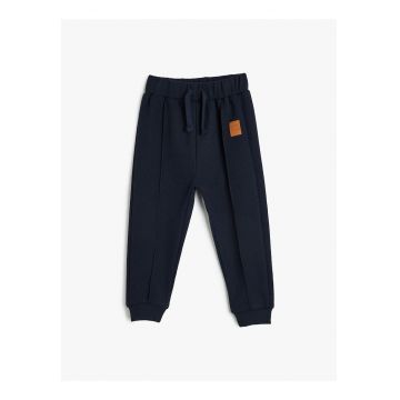 Pantaloni de trening din amestec de bumbac cu cusaturi frontale