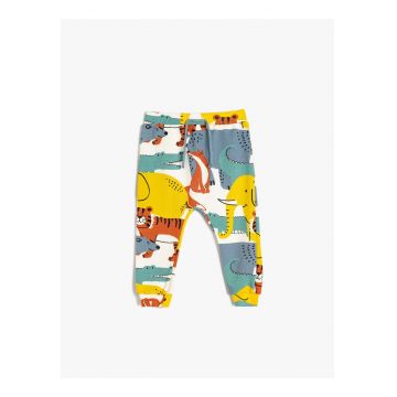 Pantaloni de trening din amestec de bumbac cu model cu animale