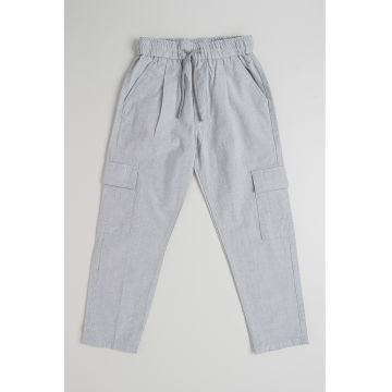 Pantaloni din amestec de bumbac cu snur de ajustare