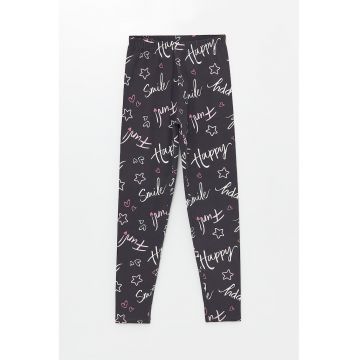Pantaloni din bumbac cu model text