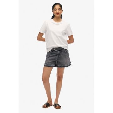 Pantaloni scurti din denim cu croiala regular-fit si terminatii nefinisate