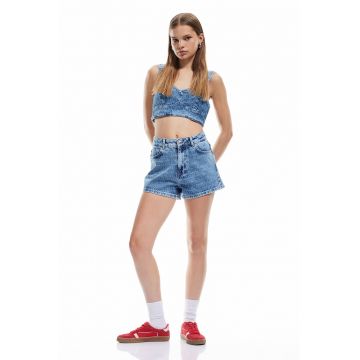 Pantaloni scurti din denim cu talie inalta