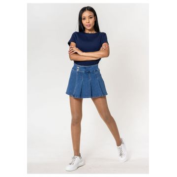 Pantaloni scurti tip fusta din denim P511-5 M7 - Albastru 17174