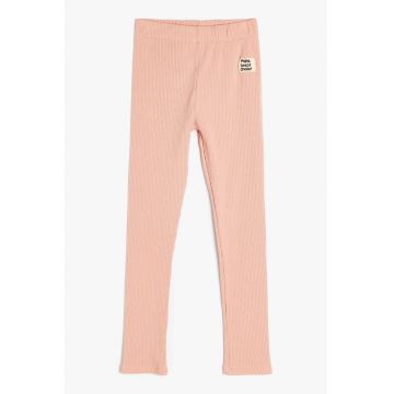 Pantaloni striati cu text aplicat