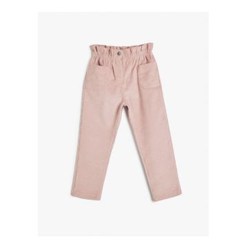 Pantaloni striati din bumbac cu talie elastica