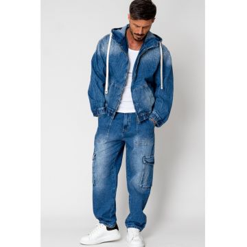 Set Jacheta si Pantalon lung din denim Blue 15240