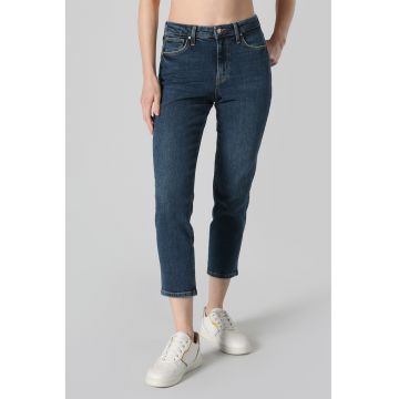 Blugi crop cu talie inalta