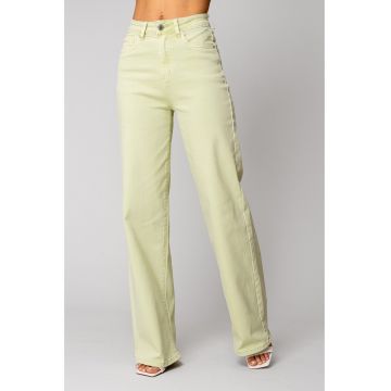 Blugi elastici lungi largi din denim Leaf Green 15898