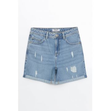 Blugi scurti din amestec de bumbac cu design 5 buzunare