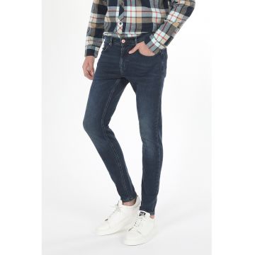 Blugi skinny cu aspect decolorat