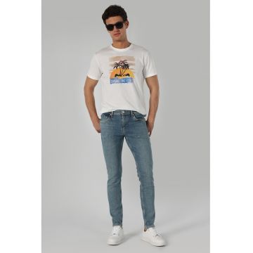 Blugi slim fit cu aspect decolorat Danny