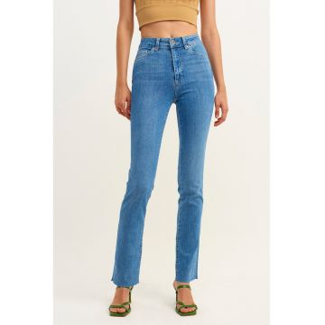 Blugi slim fit cu talie inalta - Albastru -