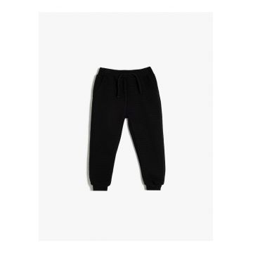 Pantaloni de trening din amestec de bumbac cu snururi de ajustare
