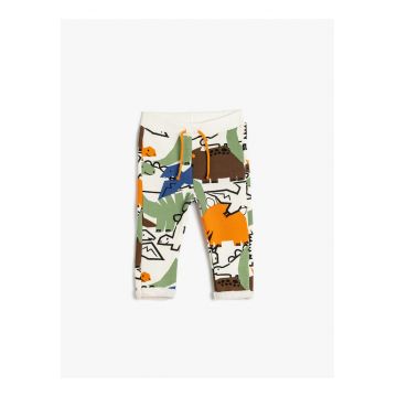 Pantaloni de trening din amestec de bumbac cu snururi de ajustare