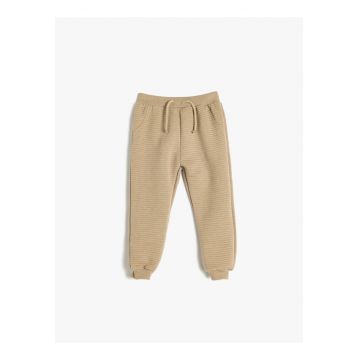 Pantaloni de trening din amestec de bumbac cu snururi de ajustare