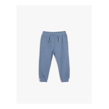 Pantaloni de trening din bumbac cu model uni