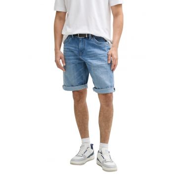 Bermude din denim cu terminatii plisate
