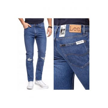 Blugi barbati -  Lee Rider - W32-L32 US - Bumbac - Lungi - Conica - Simplu - 5 buzunare - Albastru